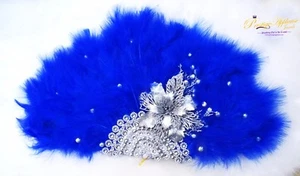 Royal Blue Hand fan wedding African Traditional engagement hand fan custom made - Picture 1 of 4