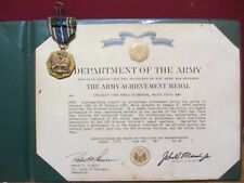 Vintage 1986 US Army Achievement Medal & Certificate to Named Recipient Exc Cond