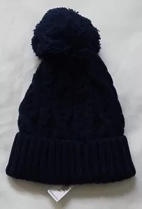 Gap Toddler Girls Cable-Knit Beanie Hat Size M Navy Blue Stretch ~ New  - Picture 1 of 5