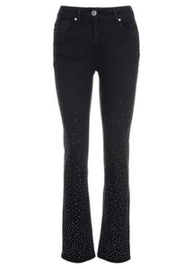 LADIES KALEIDOSCOPE BLACK HOTFIX STUDDED JEANS UK SZ 10 BNWT - Picture 1 of 3