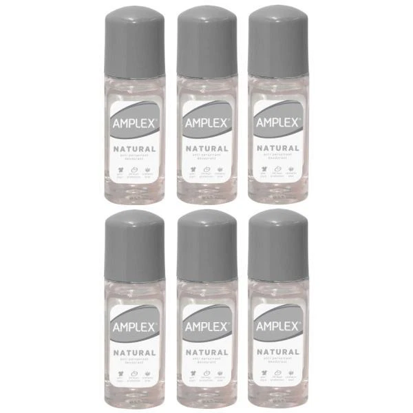 Amplex Natural Deodorant Roll On 50ml (6 PACKS)