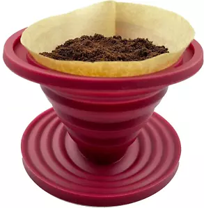 Collapsible Pour Over Coffee Dripper for Camp Coffee Reusable Silicone Coffee - Picture 1 of 12