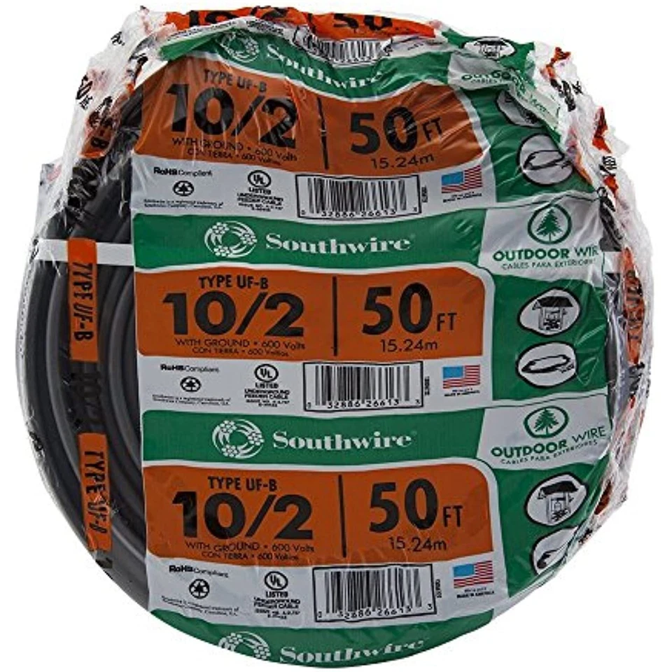 Southwire 10 AWG 2-Conductor UFW/G Electrical Wire - 50 ft (13056722)