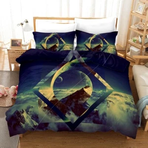 3D Mountain Geometry Quilt Cover Set Duvet Cover Bedding Pillowcases - Picture 1 of 4