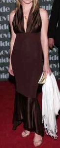 Abito lungo Yigal Azrouel marrone vintage anni 2000 Y2K tubino seta sirena tappeto rosso - Foto 1 di 8