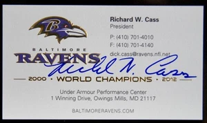 BALTIMORE RAVENS RICHARD DICK CASS SIGNED BUSINESS CARD PSA DNA GUARANTEE AUTO - Picture 1 of 2