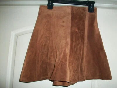 Falda de cuero de gamuza marrón para mujer talla 10 - cremallera trasera - LIMPIA - se envía GRATIS Foto 1 de 3