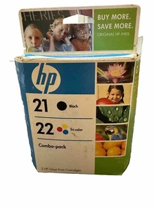HP 21 Black 22 Tri-Color C9509FN#140 Genuine Ink Cartridge Set Combo SEALED - Picture 1 of 7