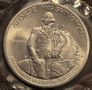 George Washington 1982 250th Anniversary .9 Silver Commemorative Half Dollar COA - Picture 1 of 2