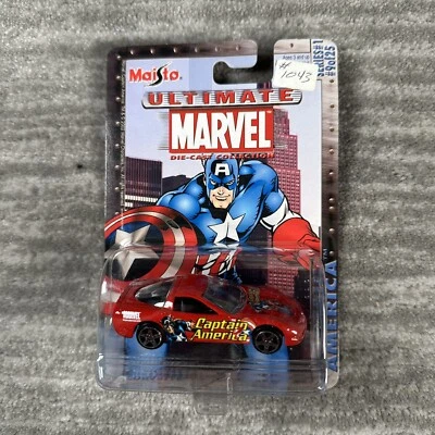 🔥 Maisto Ultimate Marvel Captain America красный Chevrolet Corvette масштаб 1:64 - Изображение 1 из 3