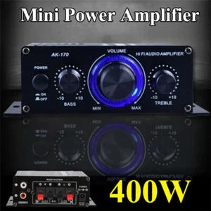 400W 12V 2 Channel Powerful Stereo Audio Power Amplifier HiFi Bass Amp Car Home - Picture 1 of 13
