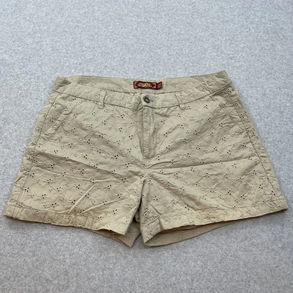 Pantalones Cortos Chinos Para Mujer One 5 One Talla 14 Taupe Bordados Diseños Florales Algodón Foto 1 de 4