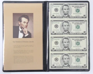 2003 $5 Federal Reserve Note Uncut Sheet of 4 - Picture 1 of 4