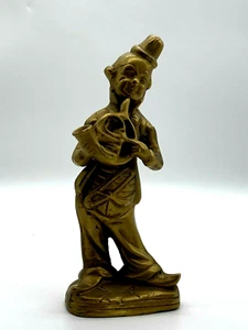Vintage Solid Brass Clown Musician Trumpeter Figurine Desk Ornament 16cm tall - Picture 1 of 10