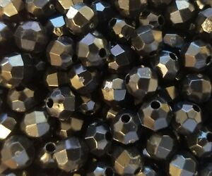 1,000 Pcs 6mm Opaque Black Round Crystal Faceted Plastic Craft Beads