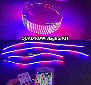 JHB 17.5" Brightest QUAD ROW CHASING LED Wheel Lights + Underglow Strips 8pcskit - Picture 1 of 21