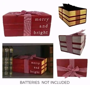 Tischplatte Weihnachtsdeko LED beleuchtet Bücherstapel Buchstapel Weihnachtsgeschenk NEU - Bild 1 von 17