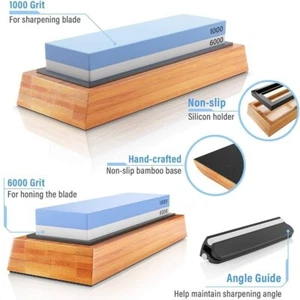 1000/6000 Dual Whetstone Knife Sharpening Stone Grit Water Wet Stone Sharpener - Picture 1 of 5