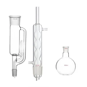500ml 24/29 Glass Soxhlet Extractor Allihn Condenser Ball Shape One Flat Flask - Picture 1 of 1
