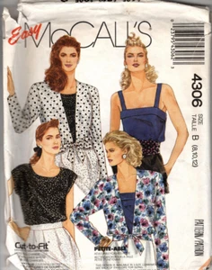 McCall's Pattern 4306 Misses' UNLINED JACKET TOP CAMISOLE Size 8-12 Uncut - Picture 1 of 2