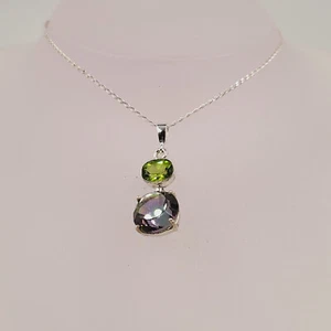 Peridot Topaz Necklace, Mystic Topaz, Semi Precious, Handmade Gemstone Jewellery - Picture 1 of 4
