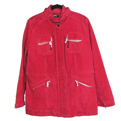 NEW VTG Twiggy London Suede Leather Coat Jacket Fuchsia Pink Magenta XL - Image 1 of 4