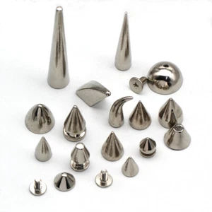20 50pcs Silver Spots Cone Screw Metal Studs Leather craft Rivet Bullet Spikes - Picture 1 of 31