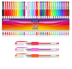 Gel Pens for Adult Coloring Books 32 Colors Gel Marker Set Colored Pen with 40% - Picture 1 of 7