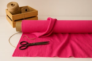Barbie Pink Linen Blend Fabric by the Yard – Apparel, Crafts & Home Décor - Picture 1 of 10