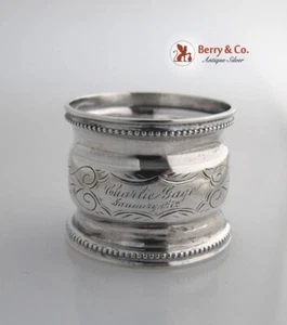 American Coin Silver Napkin Ring 1872 Inscribed - Picture 1 of 3