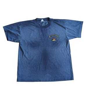 Billabong T-Shirt grau blau meliert Gr. L | Vintage 90er 90s Surf Back Print - Bild 1 von 9