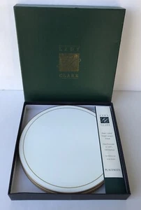 Vintage 9” Lady Clare 4 Round White Ivory Gold Frame Placemats Trays Screened - Picture 1 of 12