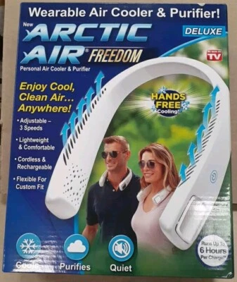 Enfriador de aire personal portátil Arctic Air Freedom ventilador de cuello de 3 velocidades manos libres nuevo Foto 1 de 4