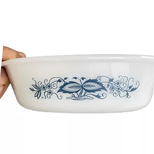 Cazuela ovalada Glasbake vintage J-235 Old Town Blue Onion 1 cuarto de galón sin tapa - Imagen 1 de 6