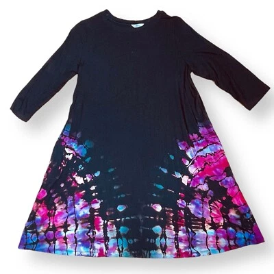 Handmade reverse tie dye dress long sleeve pockets rainbow mandalas XXL - Image 1 of 4