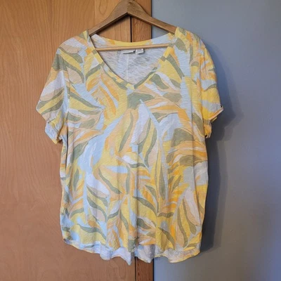 Camiseta túnica para mujer Rachel Zoe cuello en V algodón multicolor talla grande 2X Foto 1 de 4