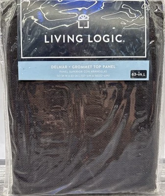 Living Logic DELMAR  50" X 63" Grommet Top Panel Curtain BLACK #1084999 {4} - Image 1 of 4