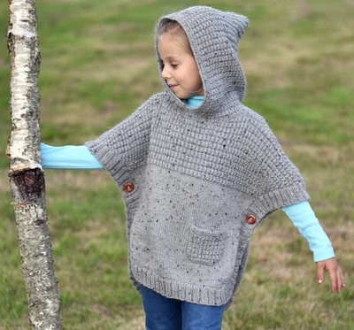 VITALINA CRAFT Knitting Pattern - E-motion Poncho (Toddler, Child, Teen and Adult sizes)