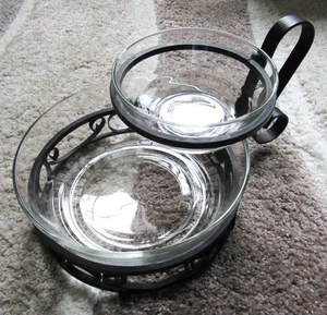 DE COLECCIÓN HIERRO FORJADO Y VIDRIO CHIP & DIP EXCELENTE ESTADO - Imagen 1 de 8