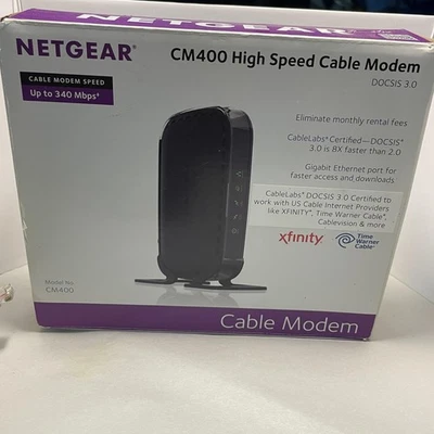 NETGEAR CM400 DOCSIS 3.0 High Speed Cable Modem 340Mbps Gigabit Xfinity Spectrum - Image 1 of 4