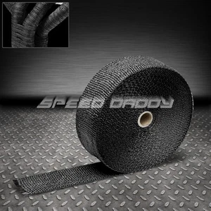 2"X 600" 50FT FIBERGLASS EXHAUST HEADER/PIPING/TURBO MANIFOLD HEAT WRAP BLACK - Bild 1 von 1