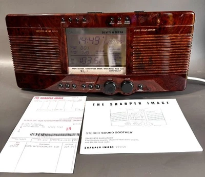 Sharper Image Stereo Sound Soother SI433 Alarm Clock Radio Wood Grain AM/FM - Image 1 of 4