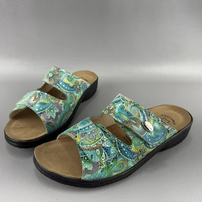Spring Step FLEXUS Sandals Bellasa Green Multi Sz 9.5 41 Comfort Slip On Slides - Image 1 of 4