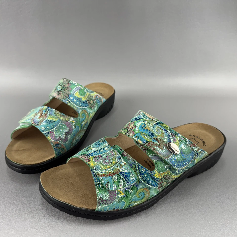 Spring Step FLEXUS Sandals Bellasa Green Multi Sz 9.5 41 Comfort Slip On Slides - Image 1 of 4