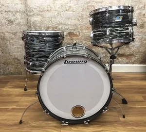 Vintage Ludwig Shell Pack 14"16"22"1970's Black Oyster - Picture 1 of 21
