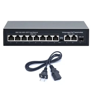 10 Port PoE +Ethernet Switch /additional 2 Gigabit Uplink 120W,IEEE802.3af/at - Zdjęcie 1 z 11