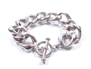 Damen Grobes Knebel Armband 925 Sterling Silber Hohl Breite Glieder - Bild 1 von 7