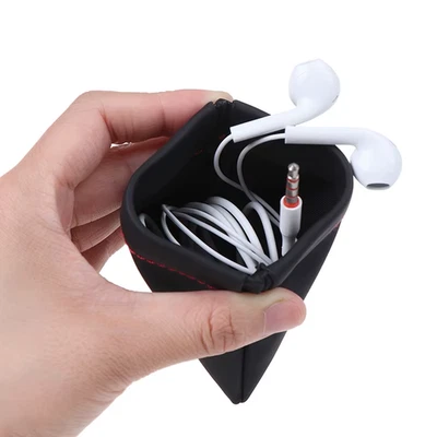 New Black Mini Hard Earbud Case PU Leather Headphone Storage Bag - Image 1 of 4
