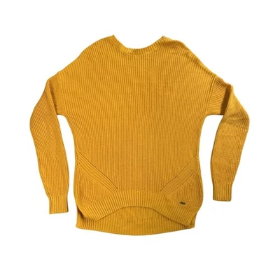 Hollister свитер женщин маленький желтый Crewneck пуловер коренастый трикотажа ребристый Y2K - Изображение 1 из 4
