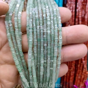 Cuentas espaciadoras de disco cuadradas planas aventurina verde natural de 1x2 mm para hacer joyas - Imagen 1 de 6